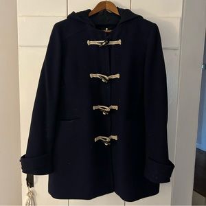 JCrew Navy Italian Hooded Wool Coat